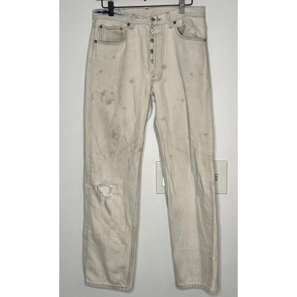 Vintage Levis 501 XX Jeans Mens 34x33 Made USA Button Fly Pant Thrashed Grunge